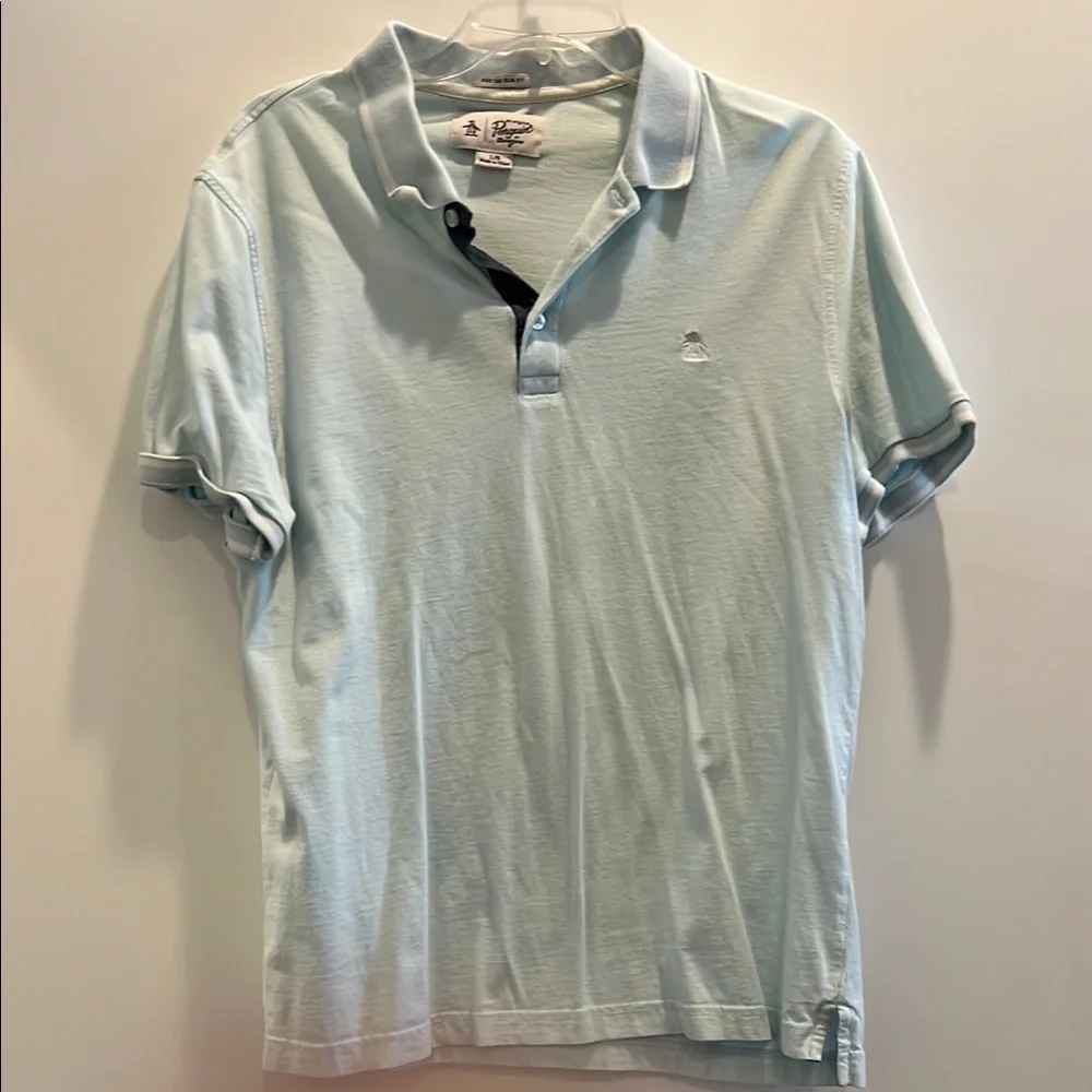 Penguin- men’s Blue Polo Shirt -heritage slim fit Design- size large